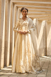 Ivory gold Anarkali - Shreeka
